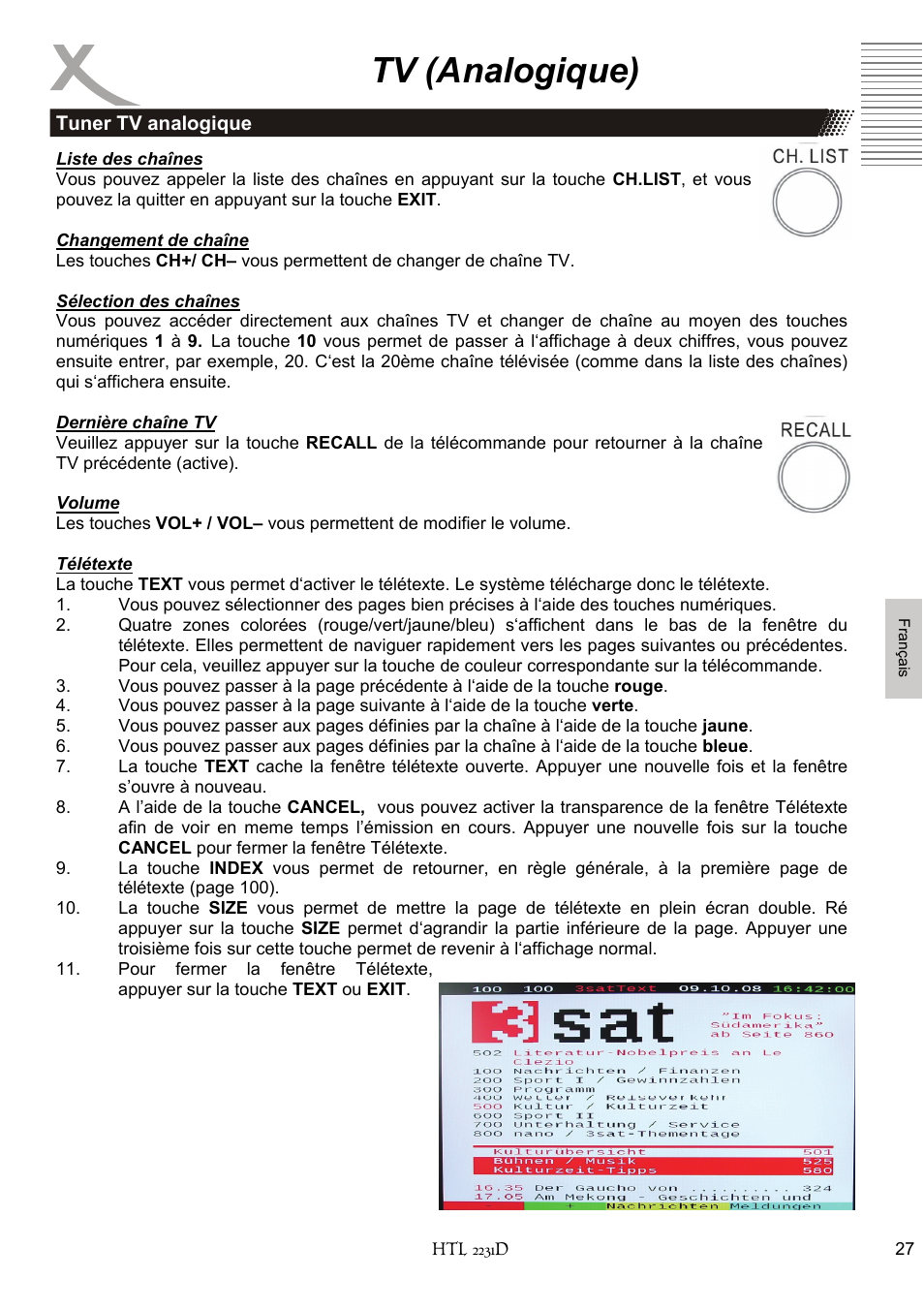 Tv (analogique) | Xoro HTL 2231D User Manual | Page 129 / 154