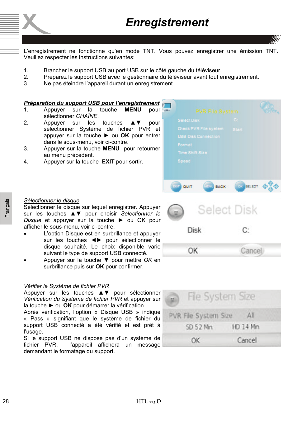 Enregistrement | Xoro HTL 2231D User Manual | Page 130 / 154