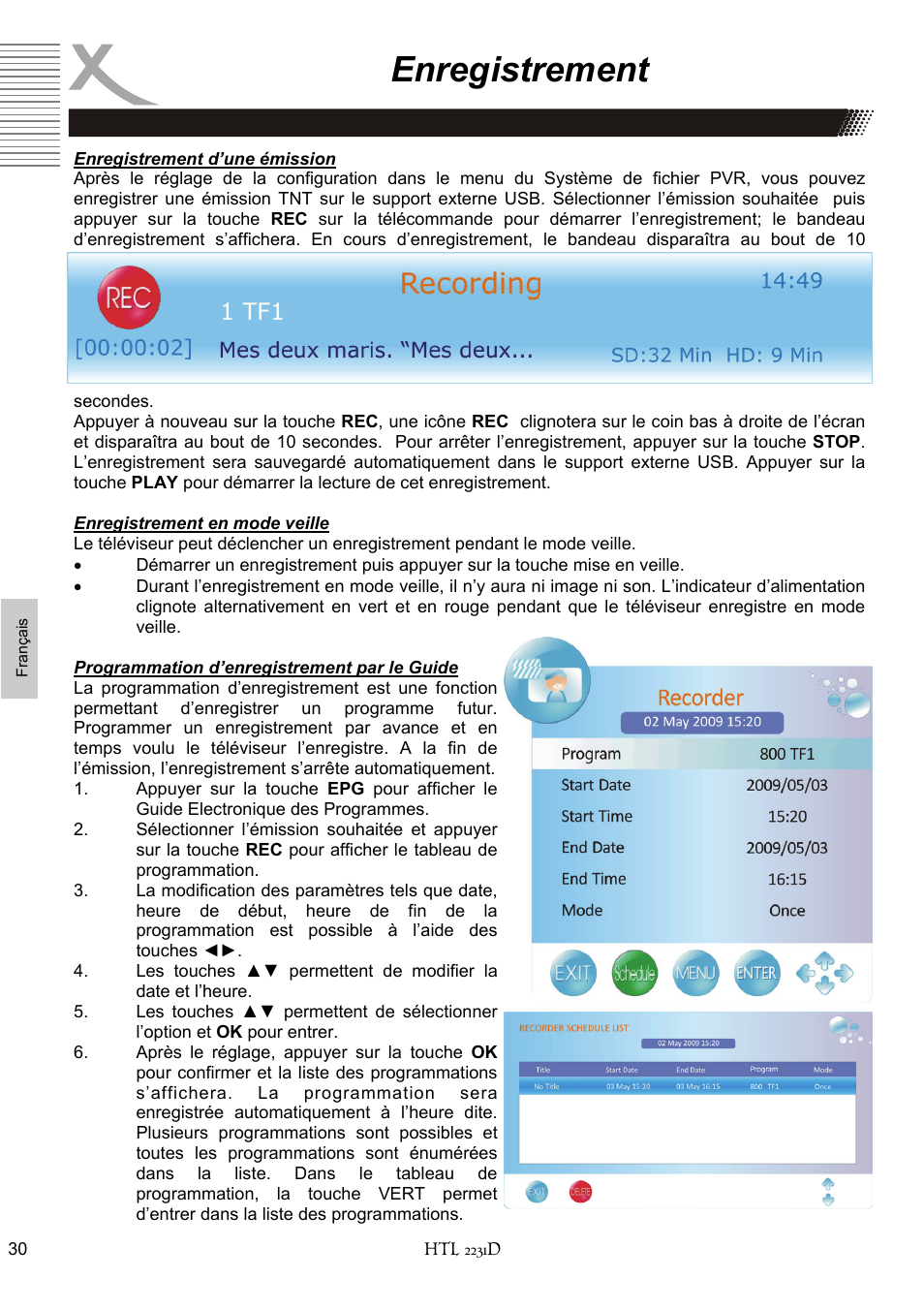 Enregistrement | Xoro HTL 2231D User Manual | Page 132 / 154