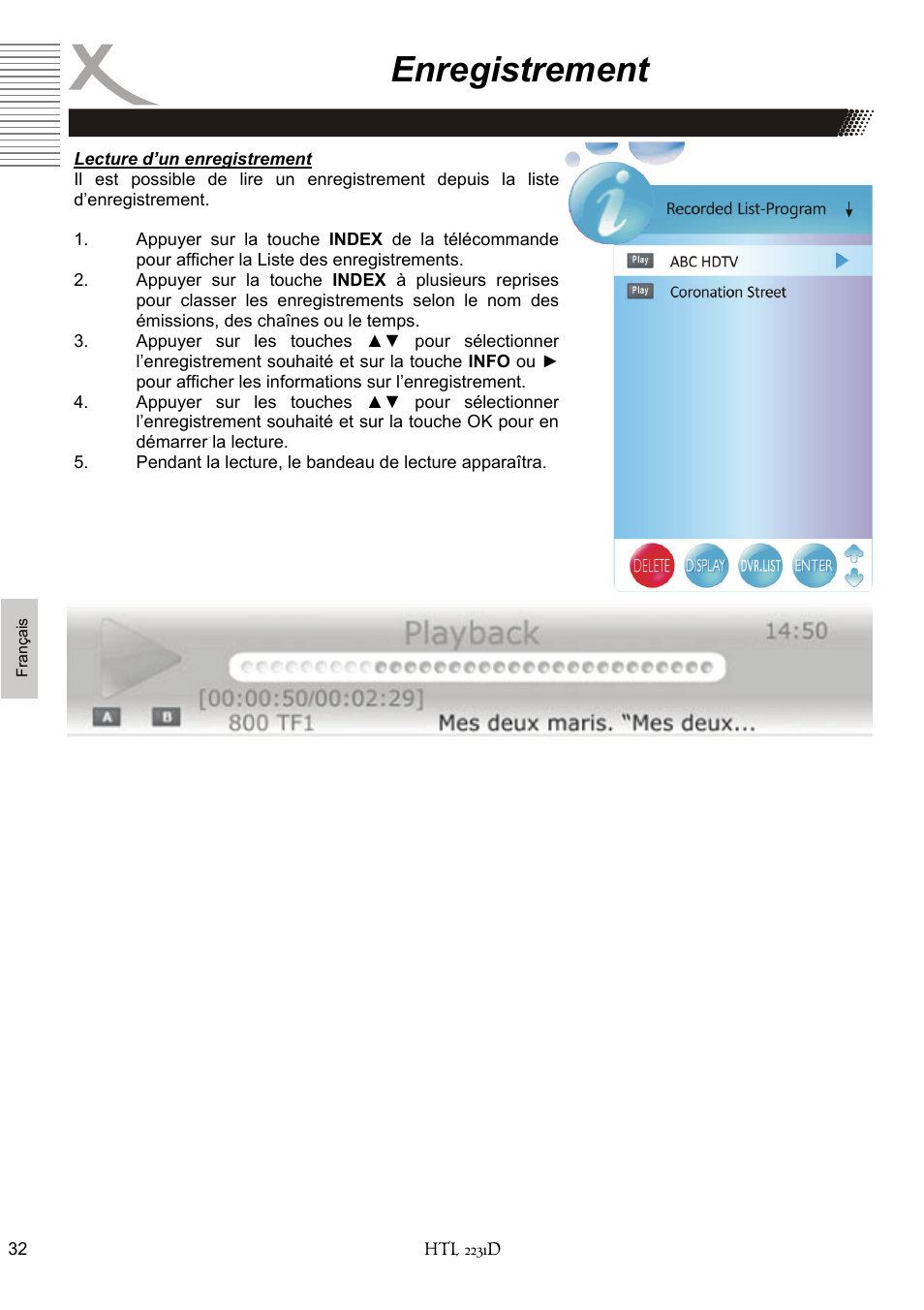 Enregistrement | Xoro HTL 2231D User Manual | Page 134 / 154