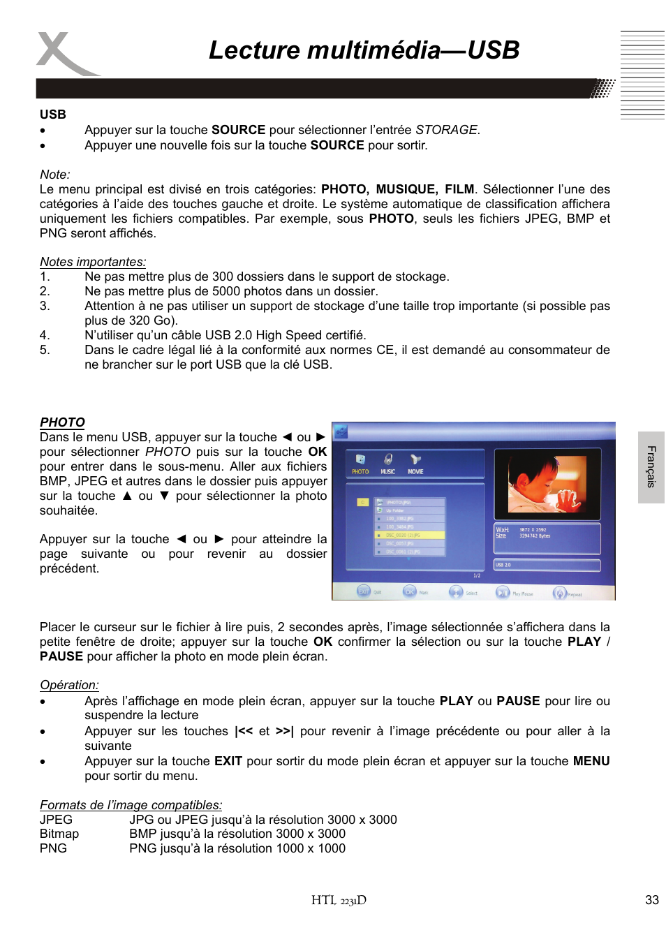 Lecture multimédia—usb | Xoro HTL 2231D User Manual | Page 135 / 154