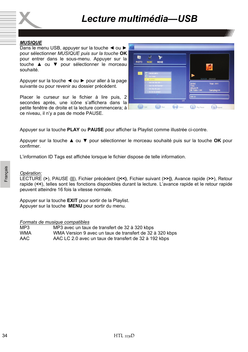 Lecture multimédia—usb | Xoro HTL 2231D User Manual | Page 136 / 154