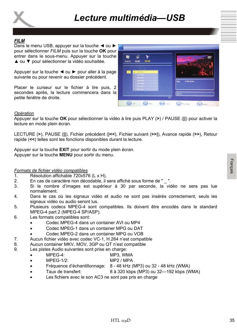 Lecture multimédia—usb | Xoro HTL 2231D User Manual | Page 137 / 154