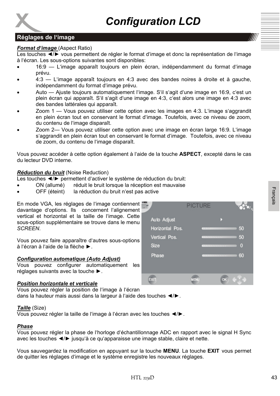 Configuration lcd | Xoro HTL 2231D User Manual | Page 145 / 154