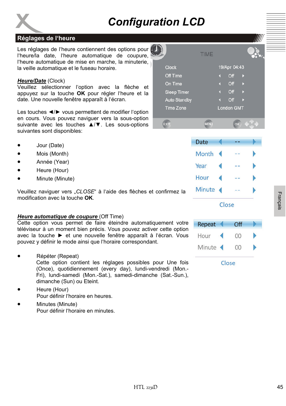 Configuration lcd | Xoro HTL 2231D User Manual | Page 147 / 154