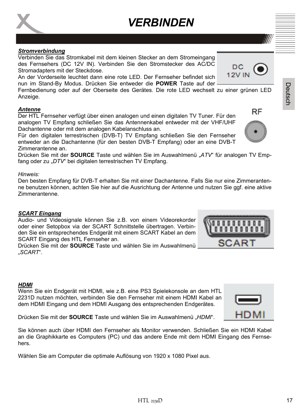Verbinden | Xoro HTL 2231D User Manual | Page 17 / 154