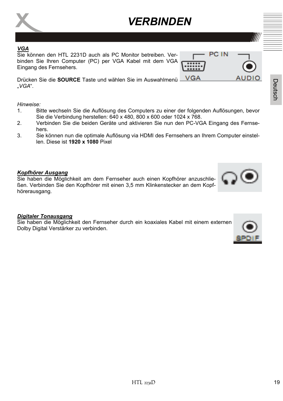 Verbinden | Xoro HTL 2231D User Manual | Page 19 / 154