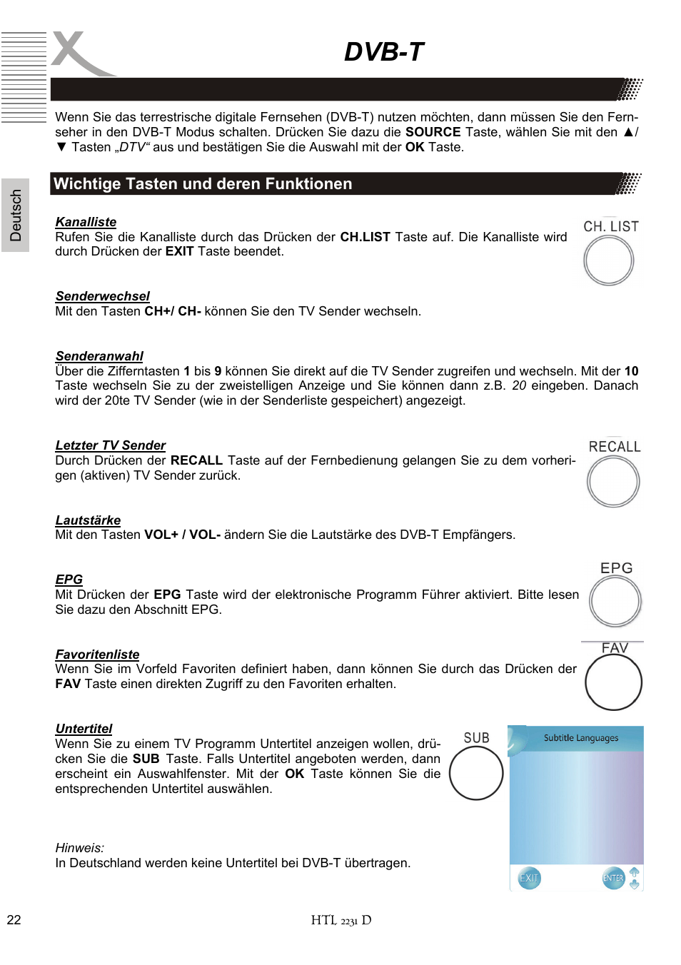 Dvb-t | Xoro HTL 2231D User Manual | Page 22 / 154