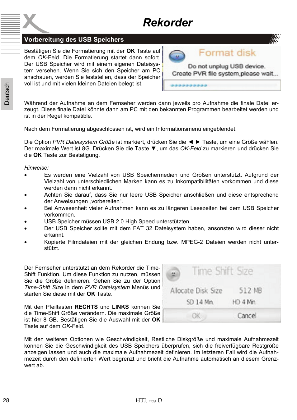 Rekorder | Xoro HTL 2231D User Manual | Page 28 / 154