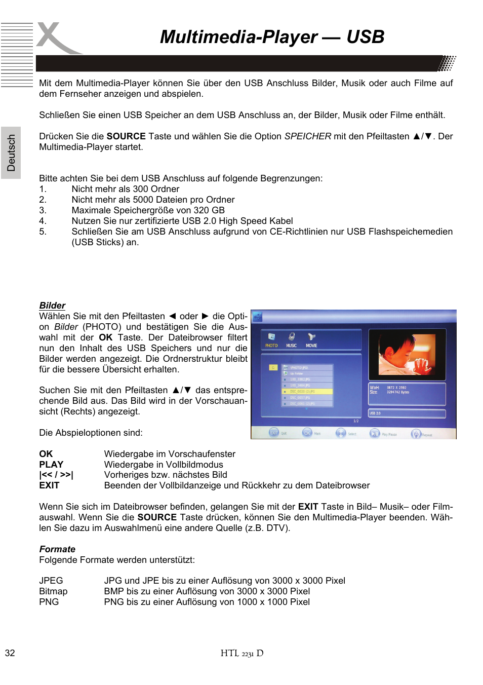 Multimedia-player — usb | Xoro HTL 2231D User Manual | Page 32 / 154
