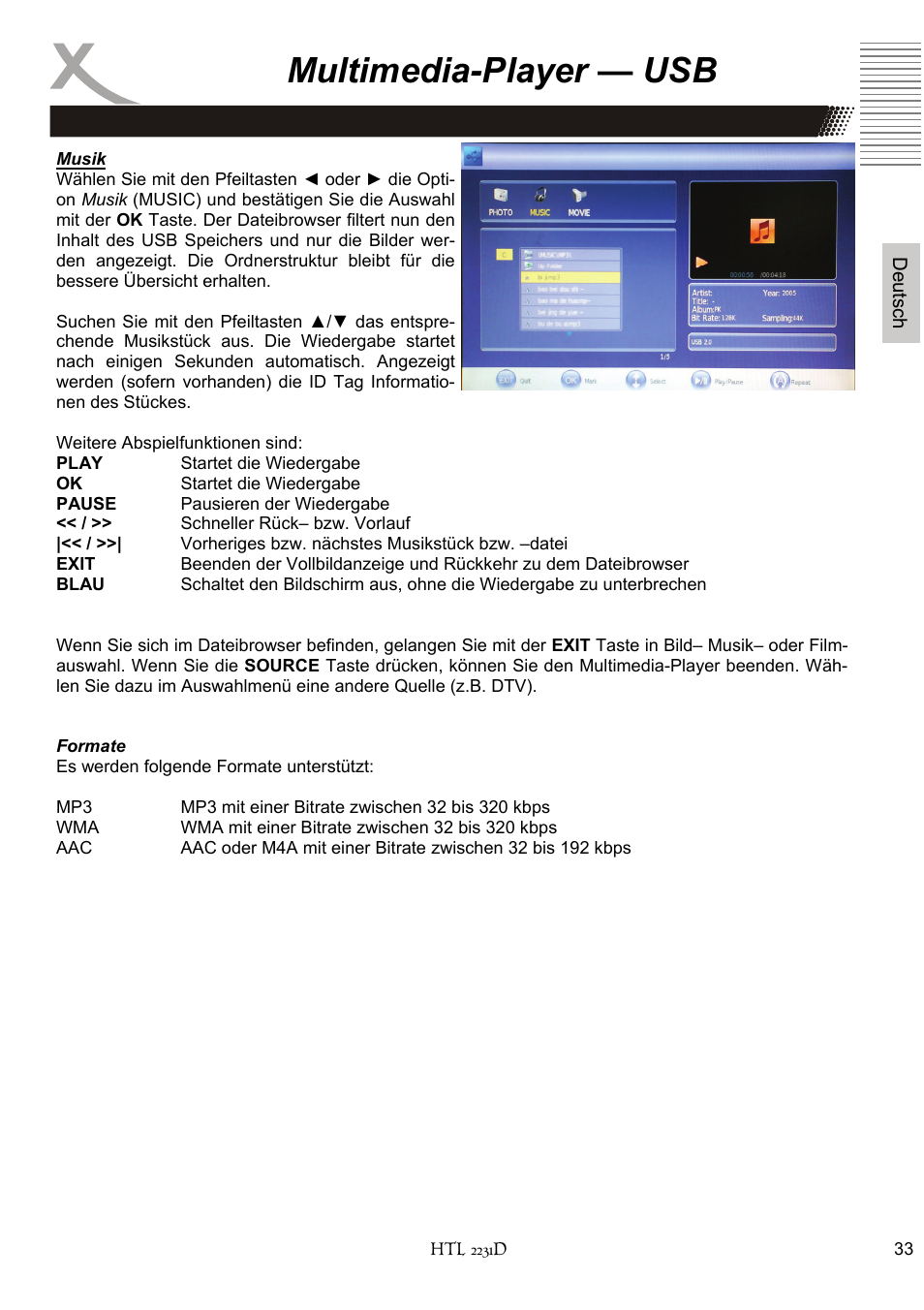 Multimedia-player — usb | Xoro HTL 2231D User Manual | Page 33 / 154