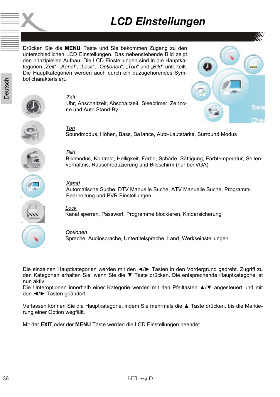 Lcd einstellungen | Xoro HTL 2231D User Manual | Page 36 / 154