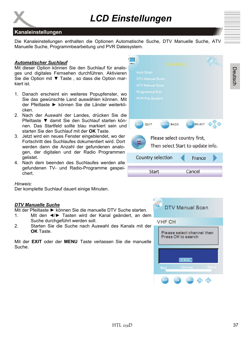 Lcd einstellungen | Xoro HTL 2231D User Manual | Page 37 / 154