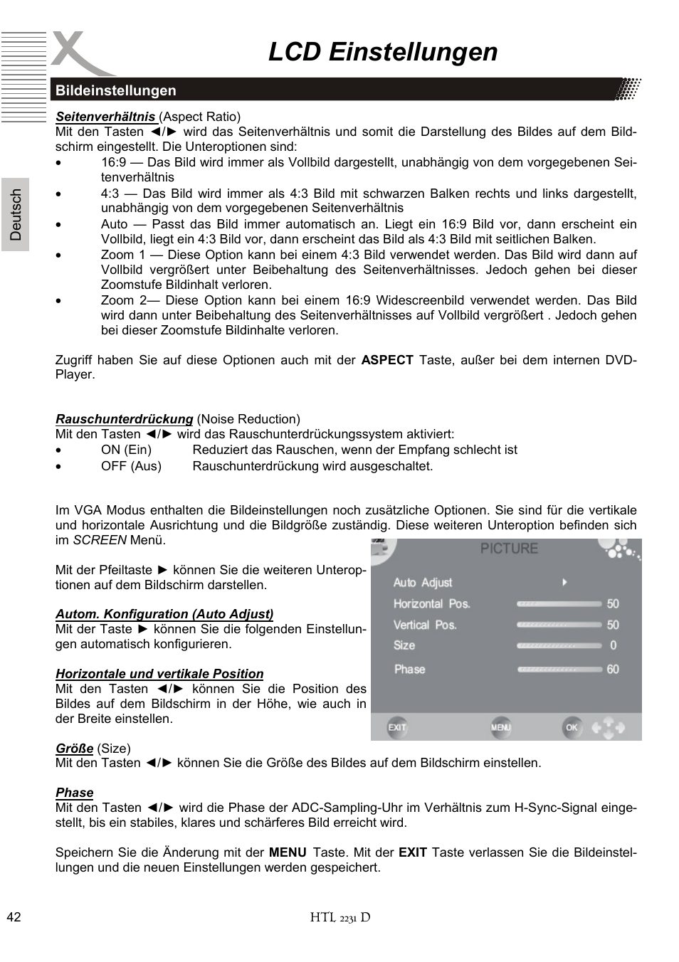Lcd einstellungen | Xoro HTL 2231D User Manual | Page 42 / 154