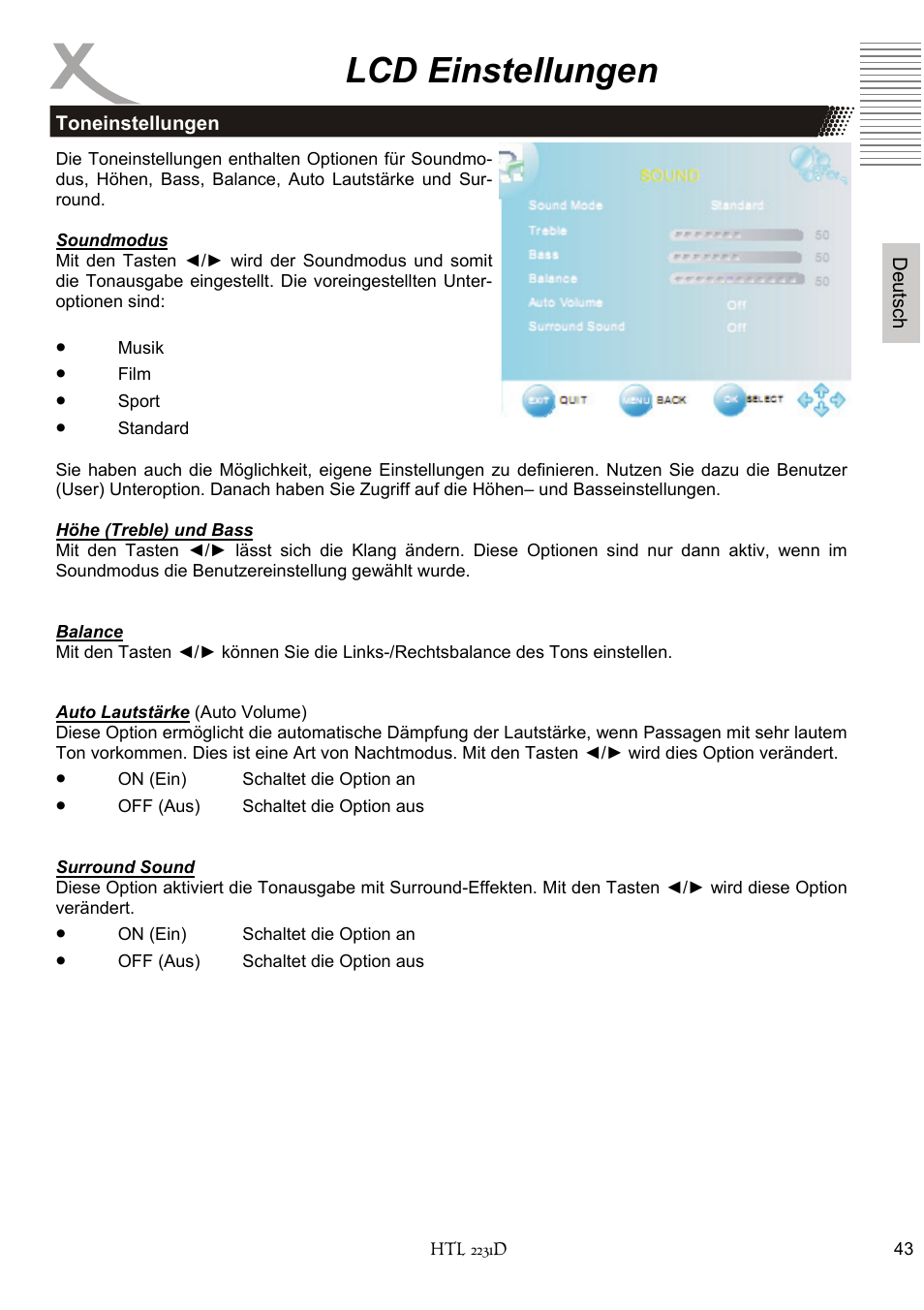 Lcd einstellungen | Xoro HTL 2231D User Manual | Page 43 / 154