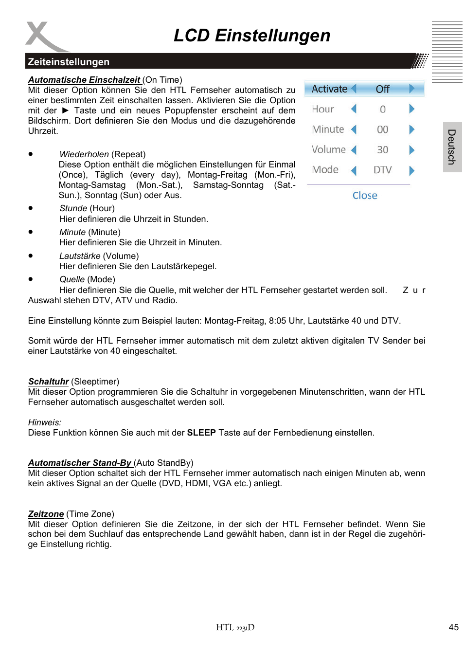 Lcd einstellungen | Xoro HTL 2231D User Manual | Page 45 / 154
