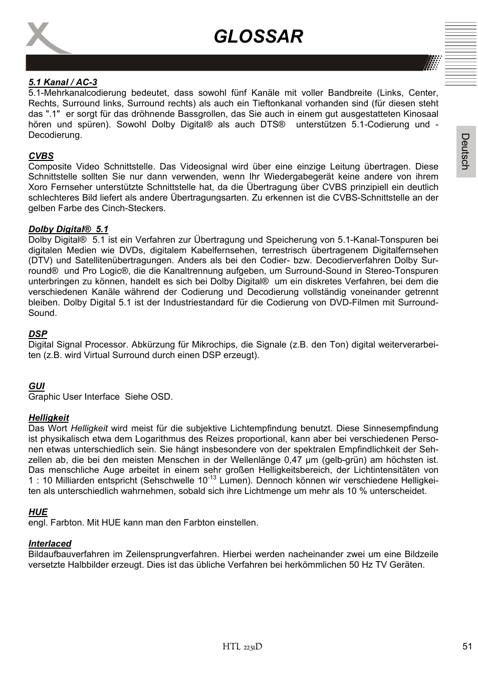 Glossar | Xoro HTL 2231D User Manual | Page 51 / 154