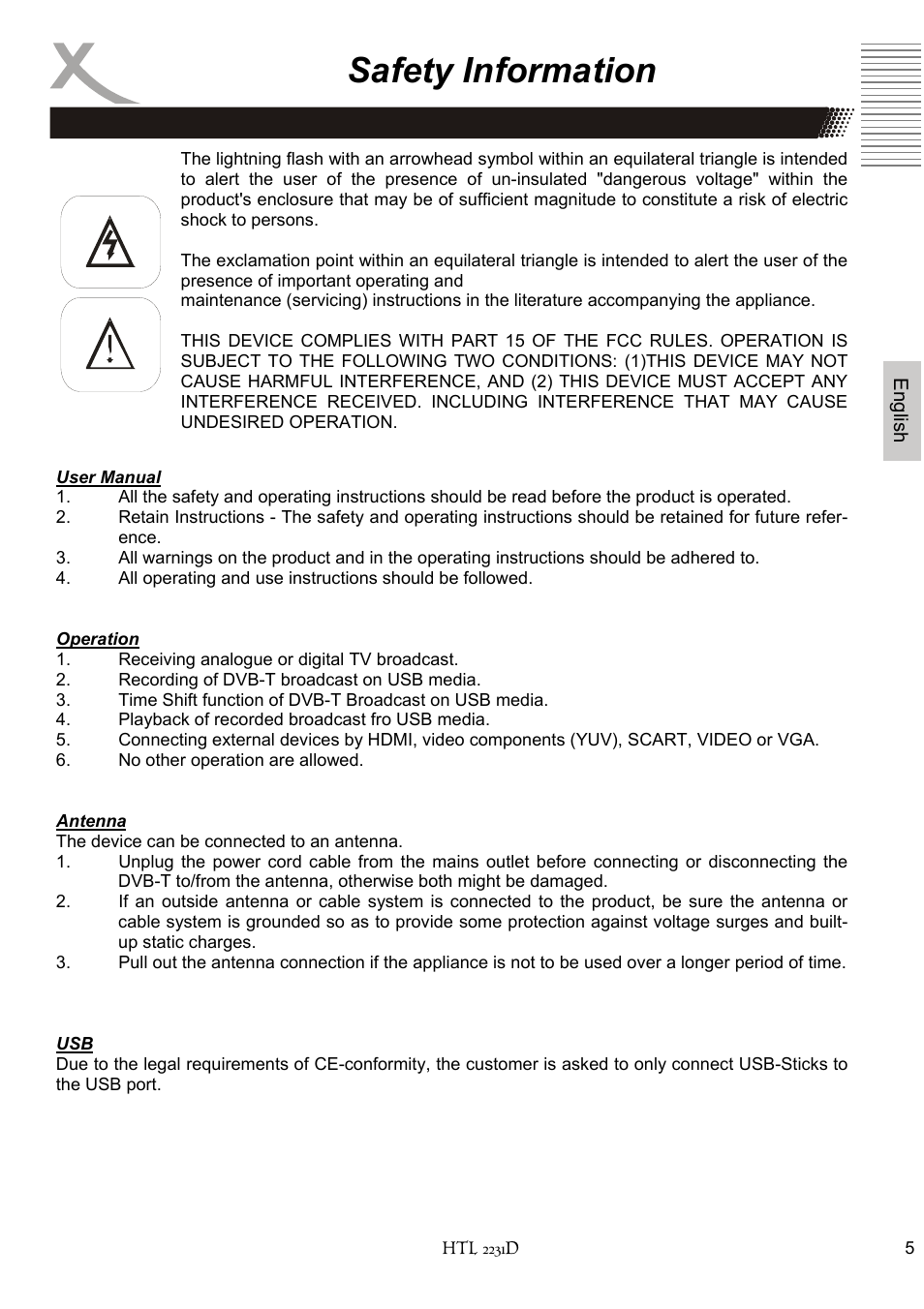 Safety information | Xoro HTL 2231D User Manual | Page 57 / 154