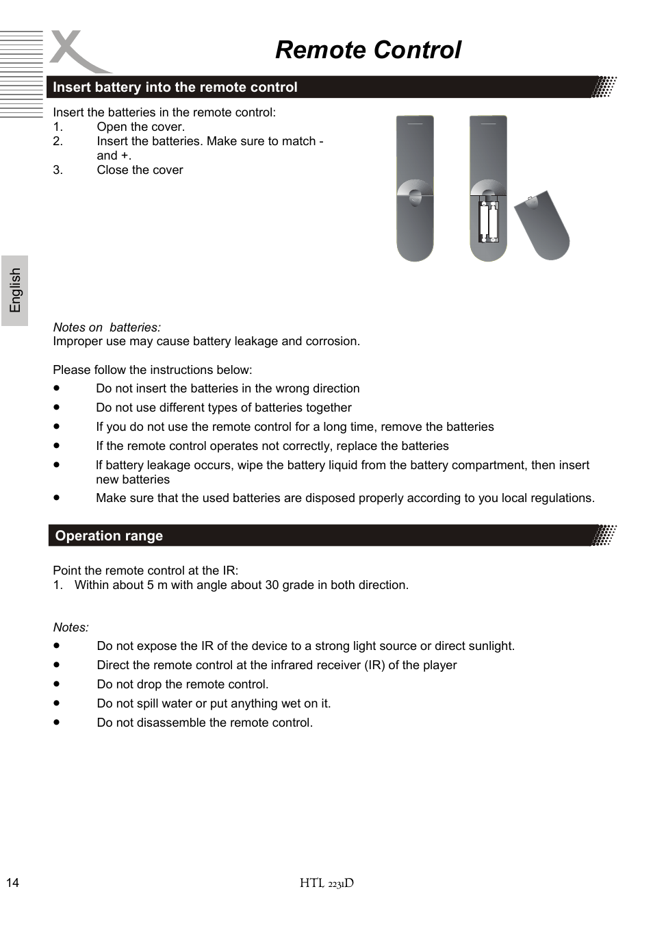 Remote control | Xoro HTL 2231D User Manual | Page 66 / 154