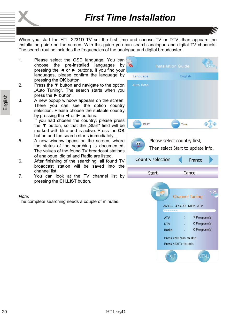 First time installation | Xoro HTL 2231D User Manual | Page 72 / 154