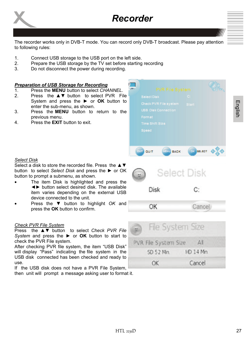 Recorder | Xoro HTL 2231D User Manual | Page 79 / 154