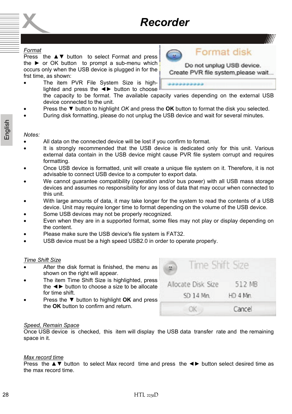 Recorder | Xoro HTL 2231D User Manual | Page 80 / 154