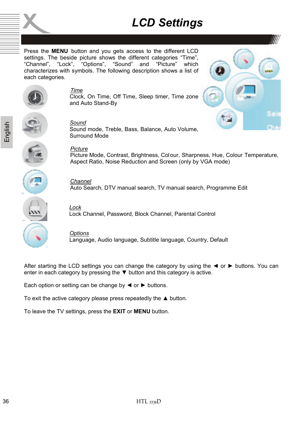 Lcd settings | Xoro HTL 2231D User Manual | Page 88 / 154