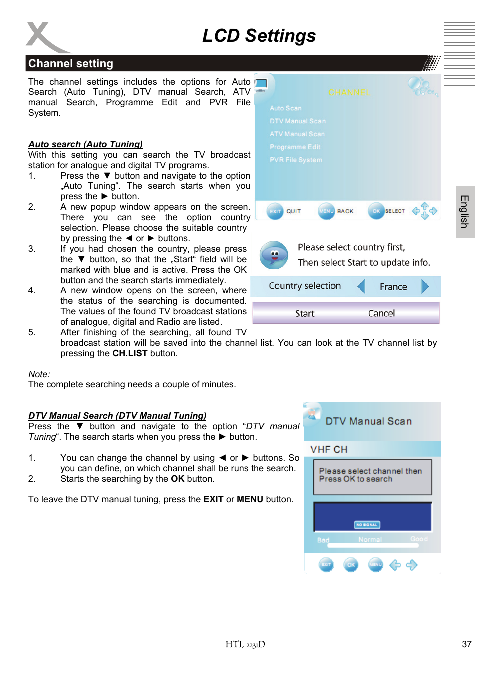 Lcd settings | Xoro HTL 2231D User Manual | Page 89 / 154