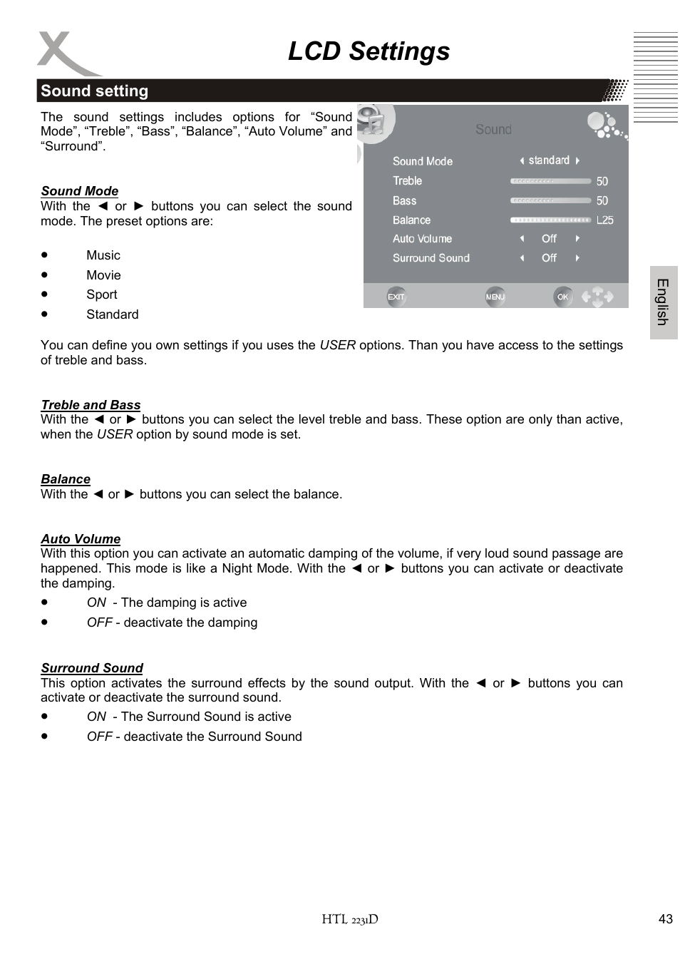 Lcd settings | Xoro HTL 2231D User Manual | Page 95 / 154