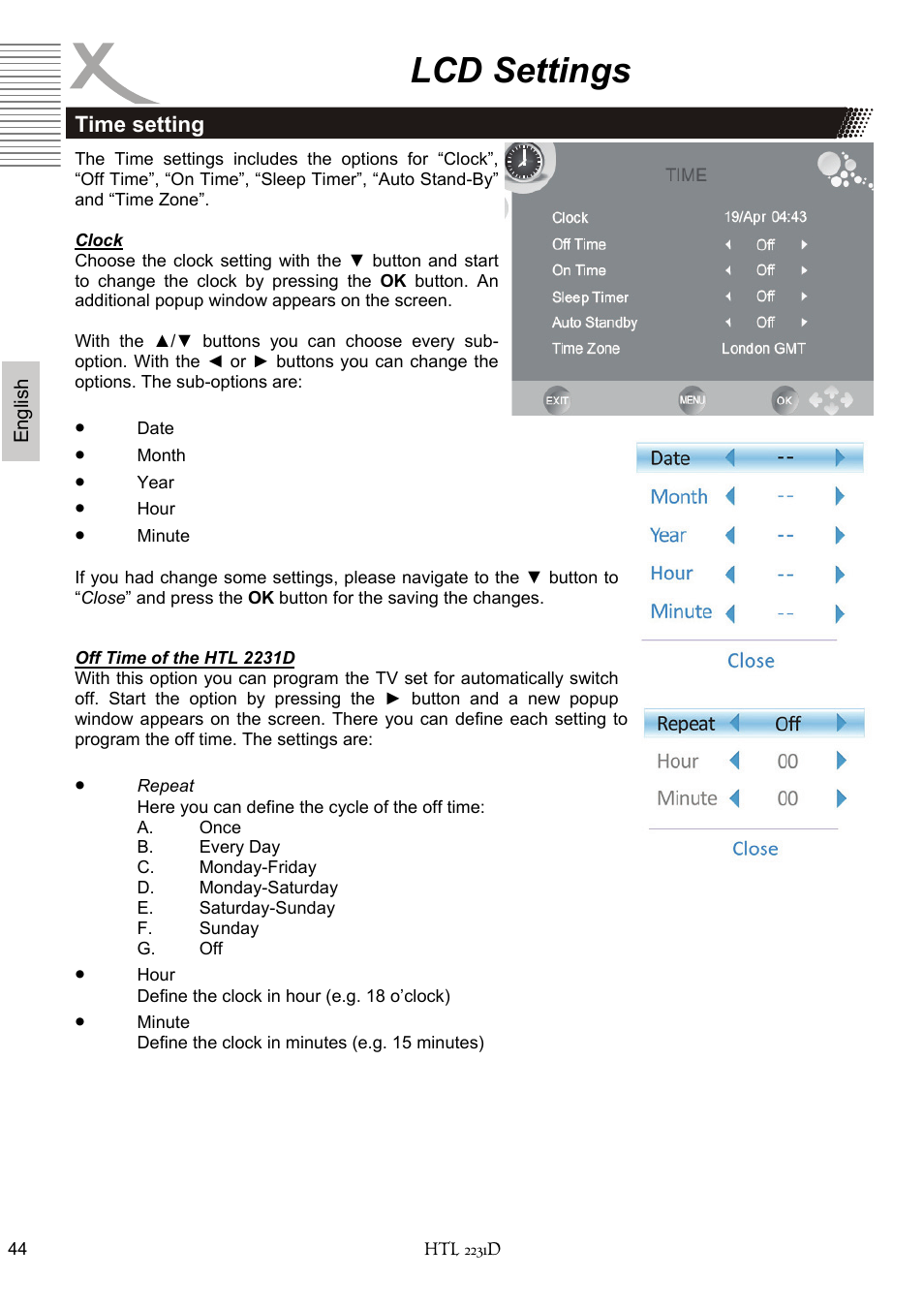 Lcd settings | Xoro HTL 2231D User Manual | Page 96 / 154