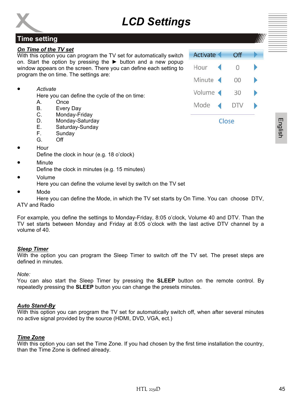 Lcd settings | Xoro HTL 2231D User Manual | Page 97 / 154