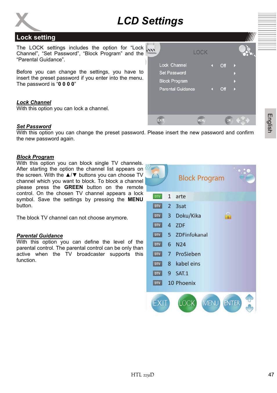 Lcd settings | Xoro HTL 2231D User Manual | Page 99 / 154