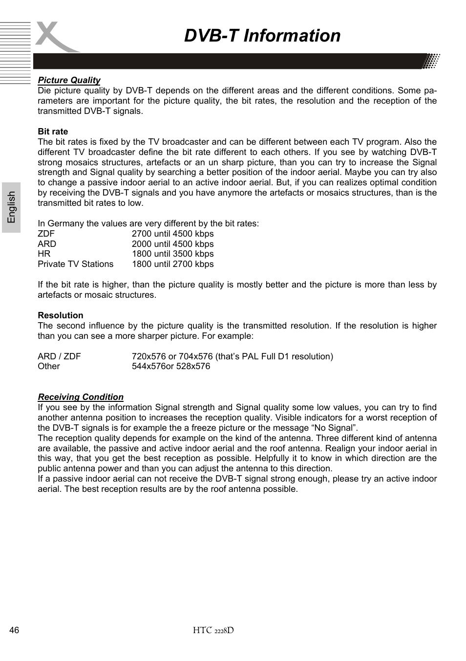 Dvb-t information | Xoro HTC 2228D User Manual | Page 106 / 174