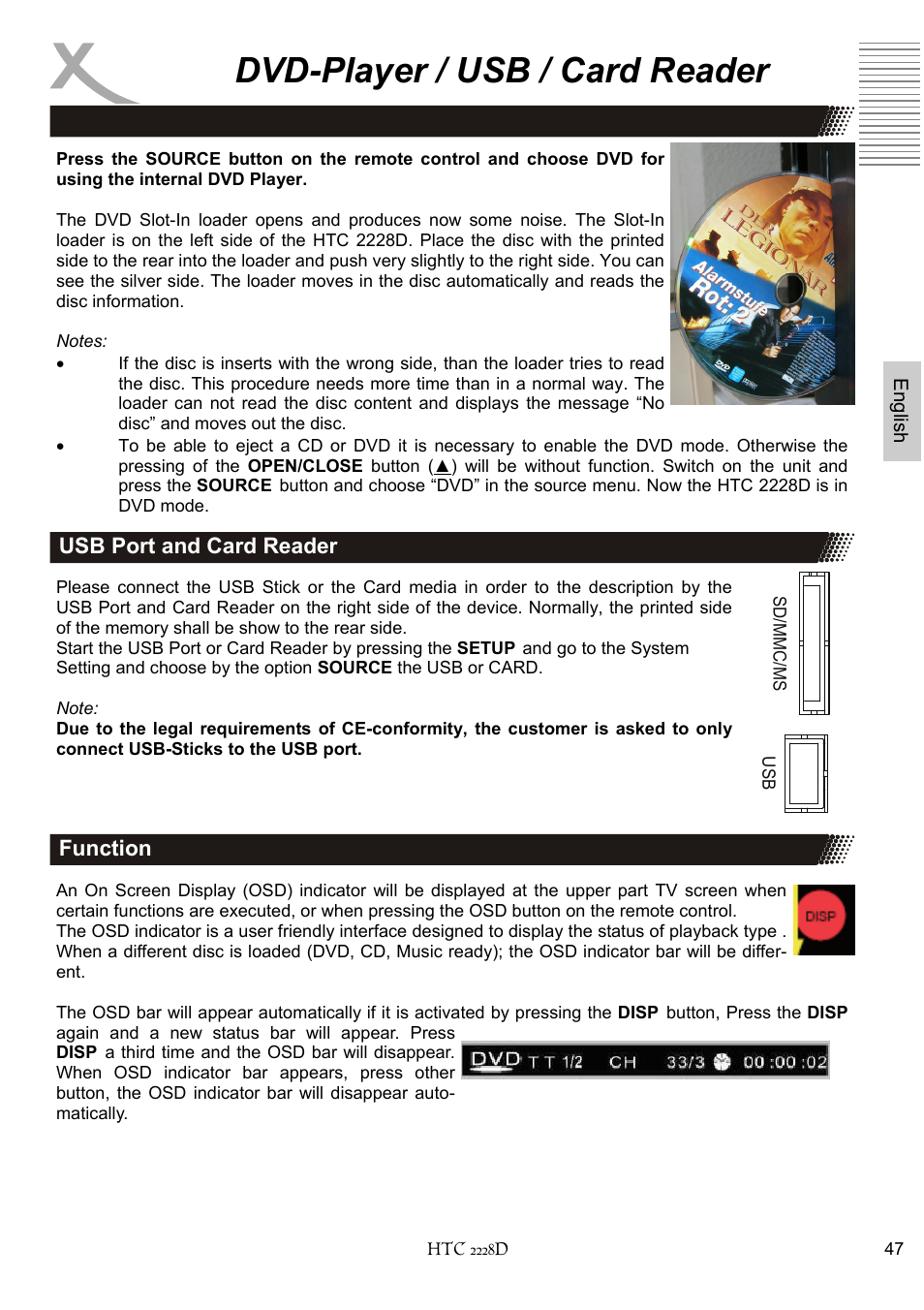Dvd-player / usb / card reader | Xoro HTC 2228D User Manual | Page 107 / 174