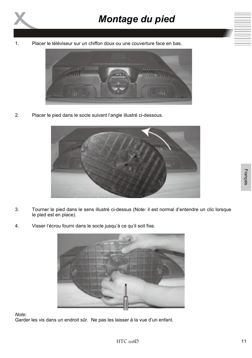 Montage du pied | Xoro HTC 2228D User Manual | Page 127 / 174