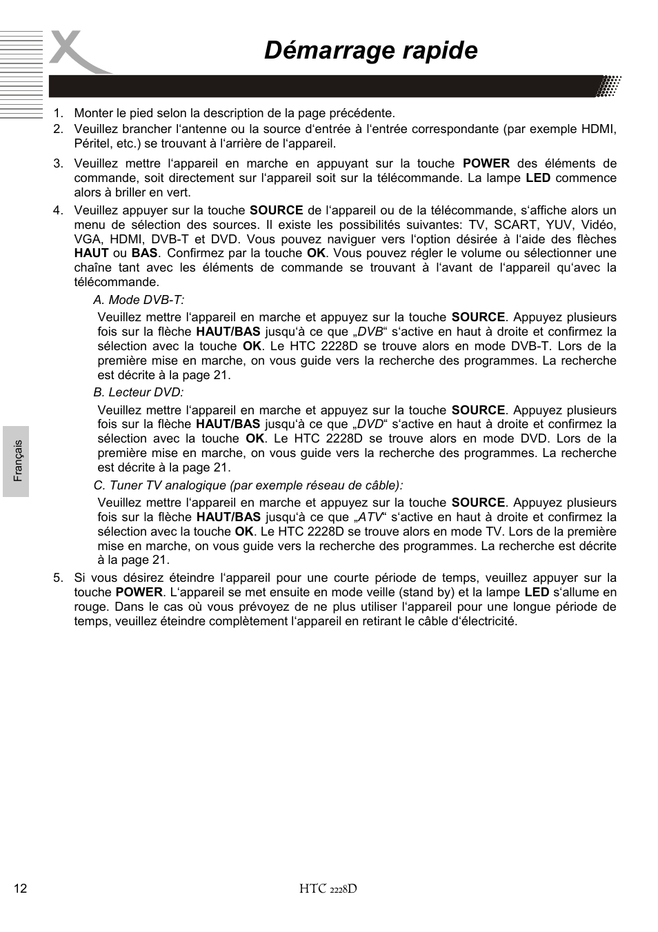 Démarrage rapide | Xoro HTC 2228D User Manual | Page 128 / 174