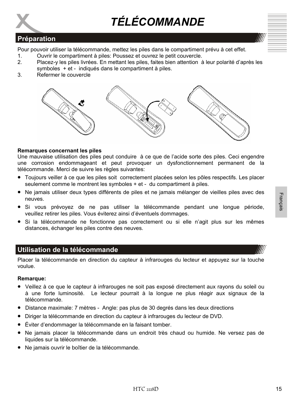 Télécommande | Xoro HTC 2228D User Manual | Page 131 / 174