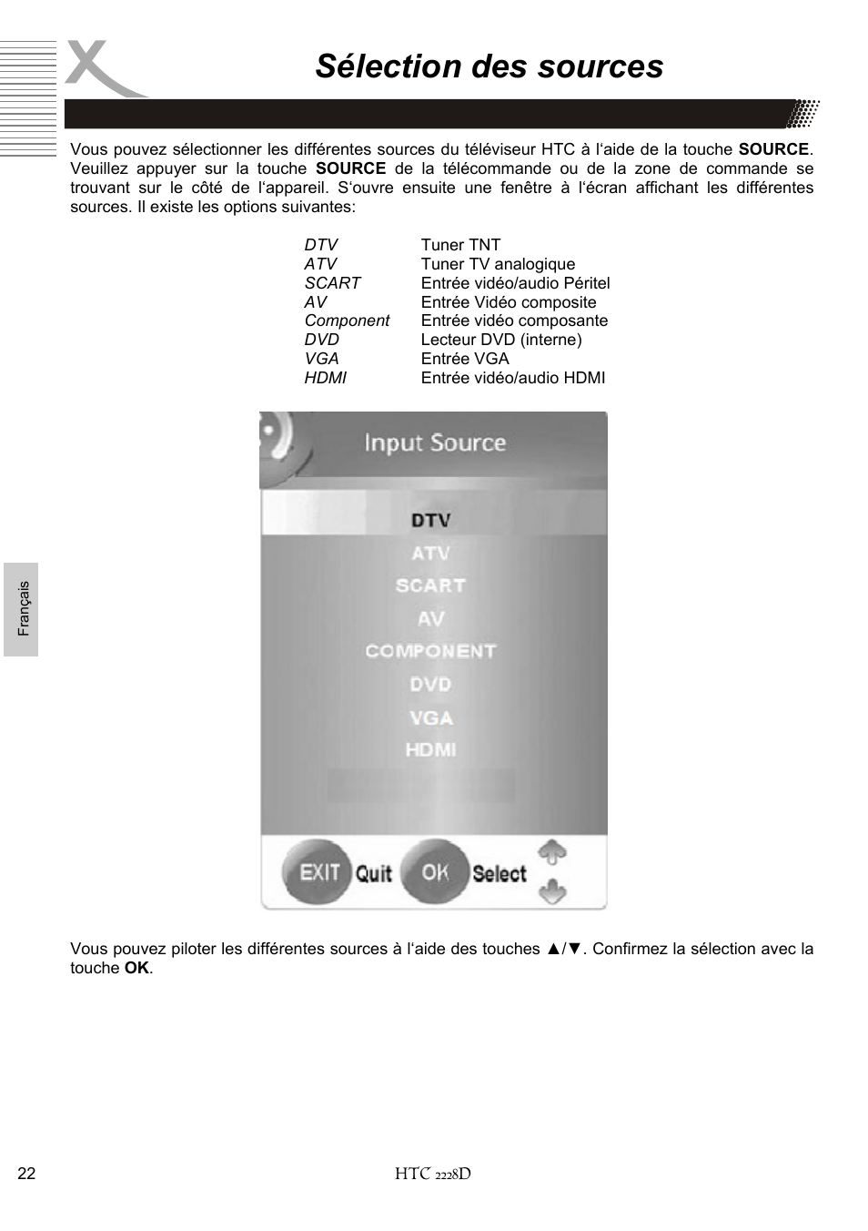 Sélection des sources | Xoro HTC 2228D User Manual | Page 138 / 174