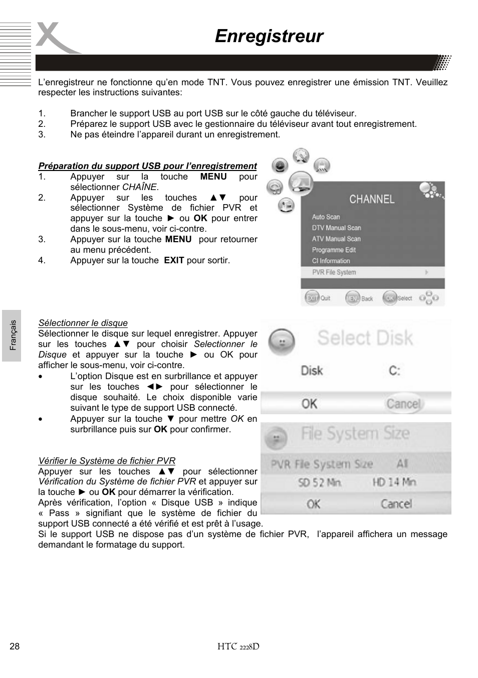 Enregistreur | Xoro HTC 2228D User Manual | Page 144 / 174