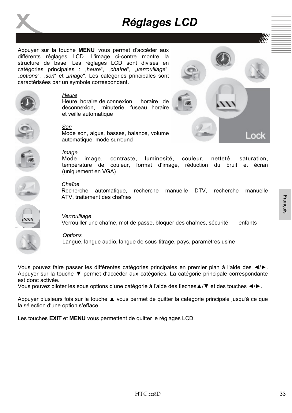 Réglages lcd | Xoro HTC 2228D User Manual | Page 149 / 174