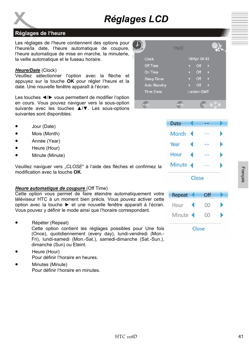 Réglages lcd | Xoro HTC 2228D User Manual | Page 157 / 174