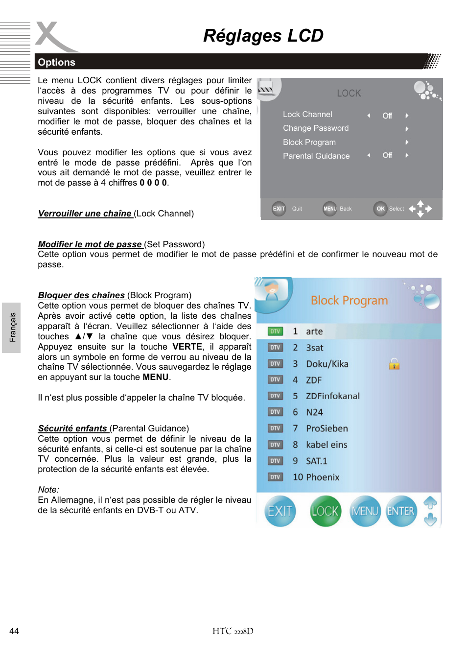 Réglages lcd | Xoro HTC 2228D User Manual | Page 160 / 174