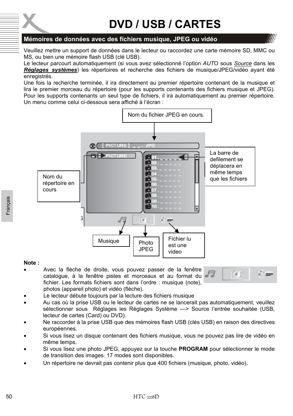 Dvd / usb / cartes | Xoro HTC 2228D User Manual | Page 166 / 174