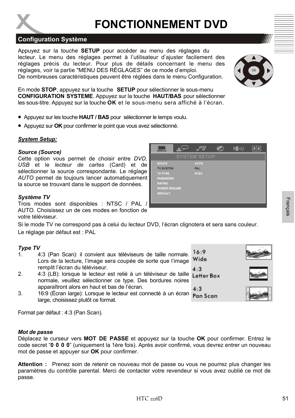 Fonctionnement dvd | Xoro HTC 2228D User Manual | Page 167 / 174