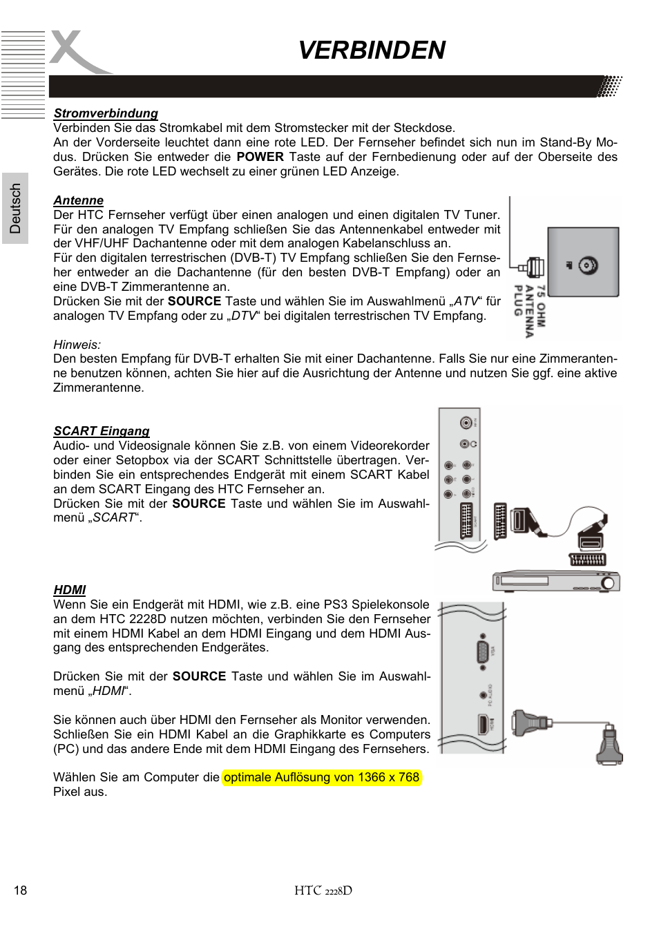 Verbinden | Xoro HTC 2228D User Manual | Page 18 / 174