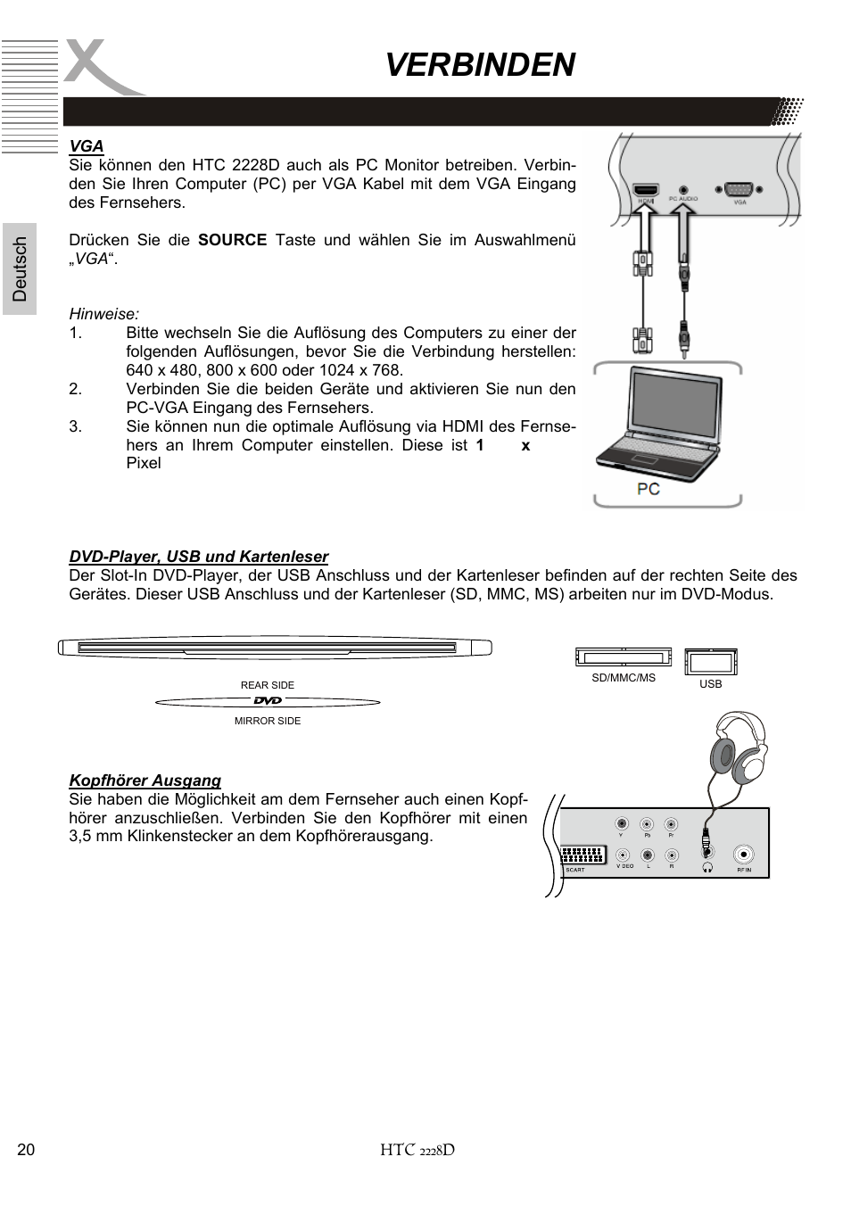 Verbinden | Xoro HTC 2228D User Manual | Page 20 / 174