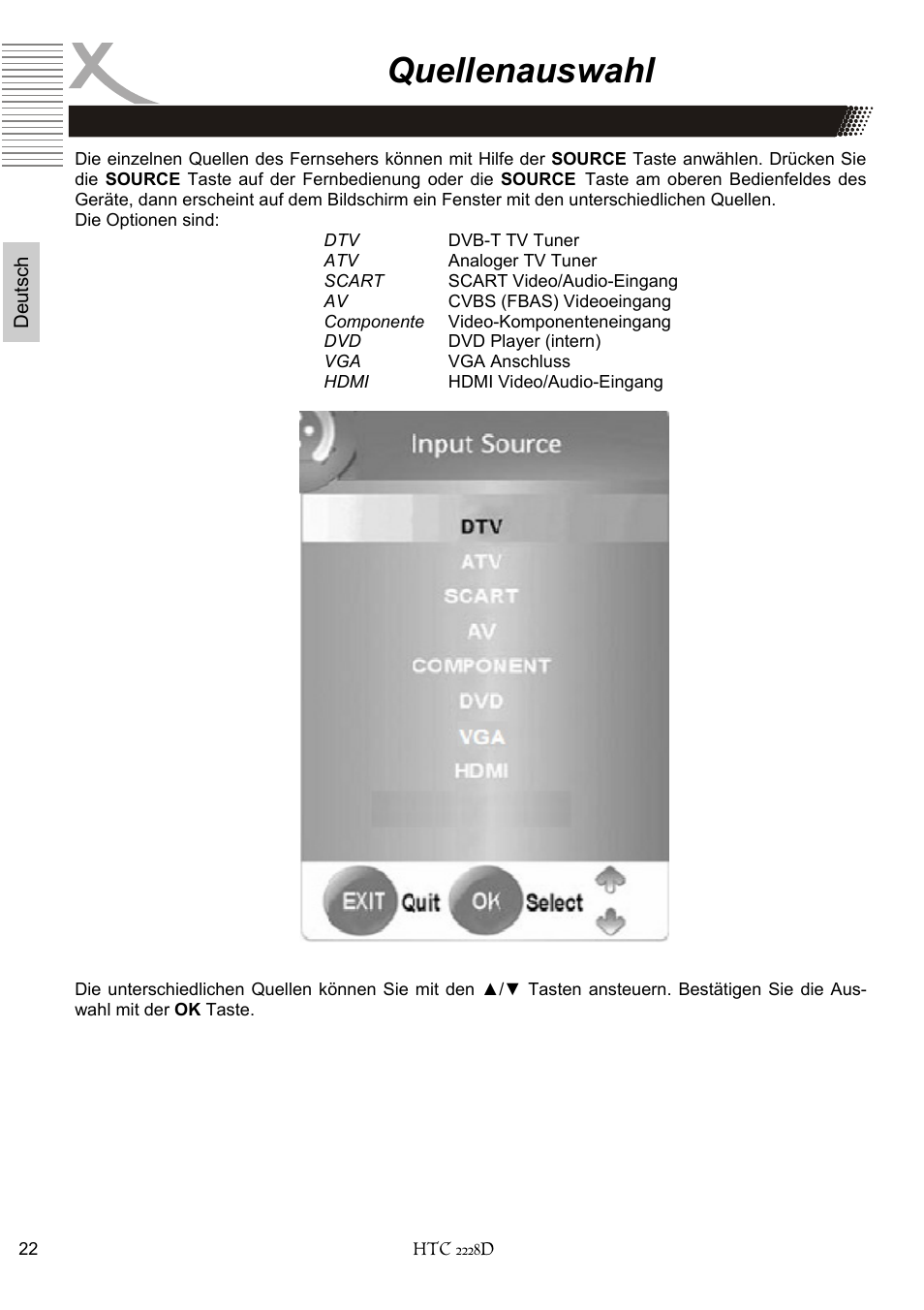 Quellenauswahl | Xoro HTC 2228D User Manual | Page 22 / 174