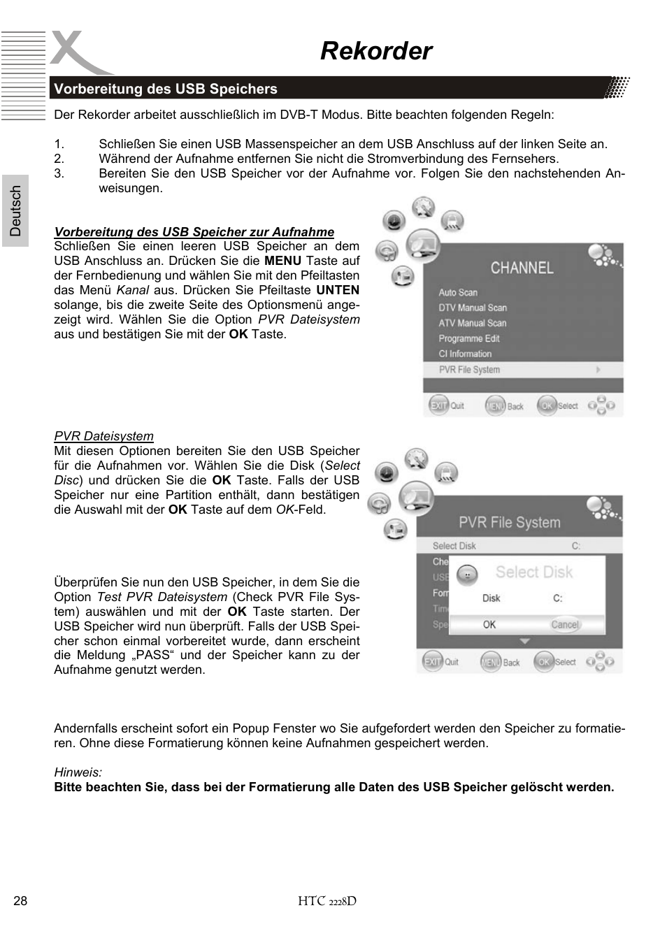 Rekorder | Xoro HTC 2228D User Manual | Page 28 / 174