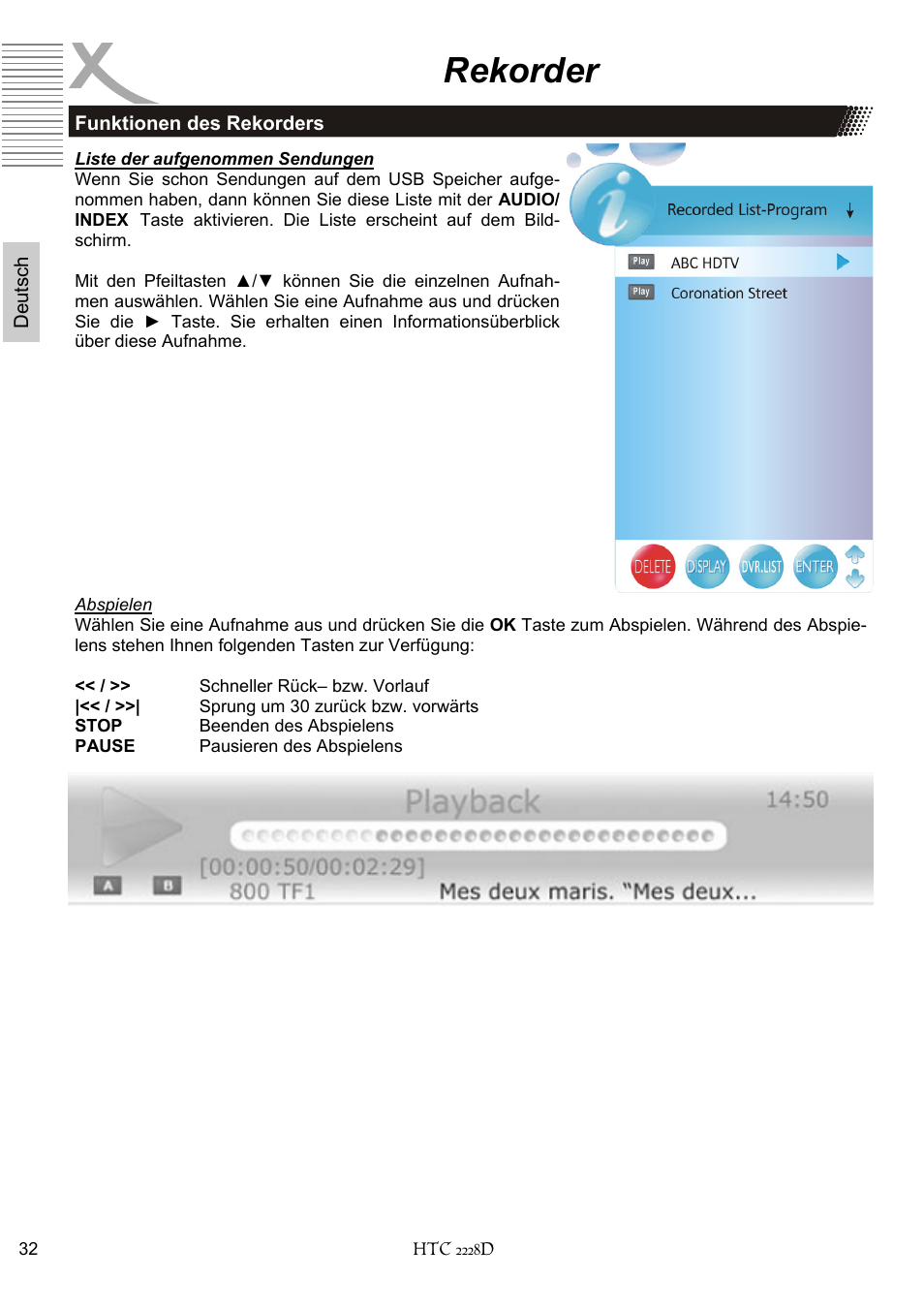 Rekorder | Xoro HTC 2228D User Manual | Page 32 / 174