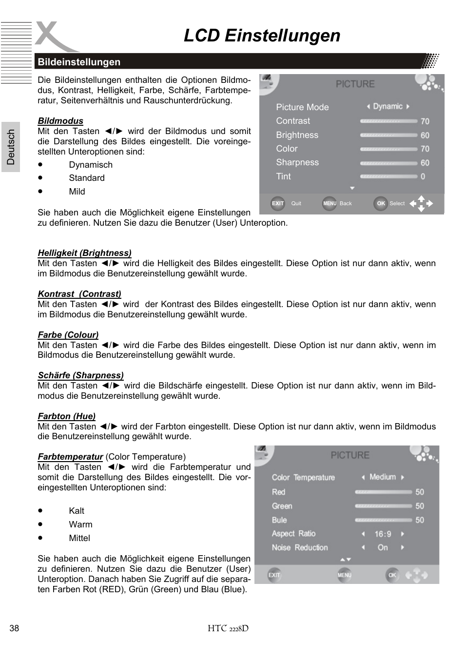 Lcd einstellungen | Xoro HTC 2228D User Manual | Page 38 / 174